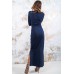 Embroidered maxi dress "Spring" Navy
